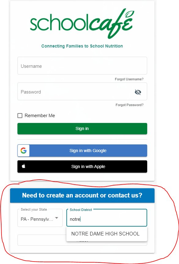 Image of SchoolCafe Website